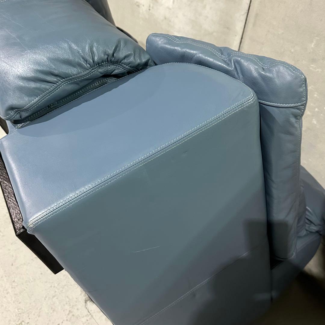 maruni／マルニ 本革1人掛ソファ｜ブルーグレー｜本革＆ボリュームクッション