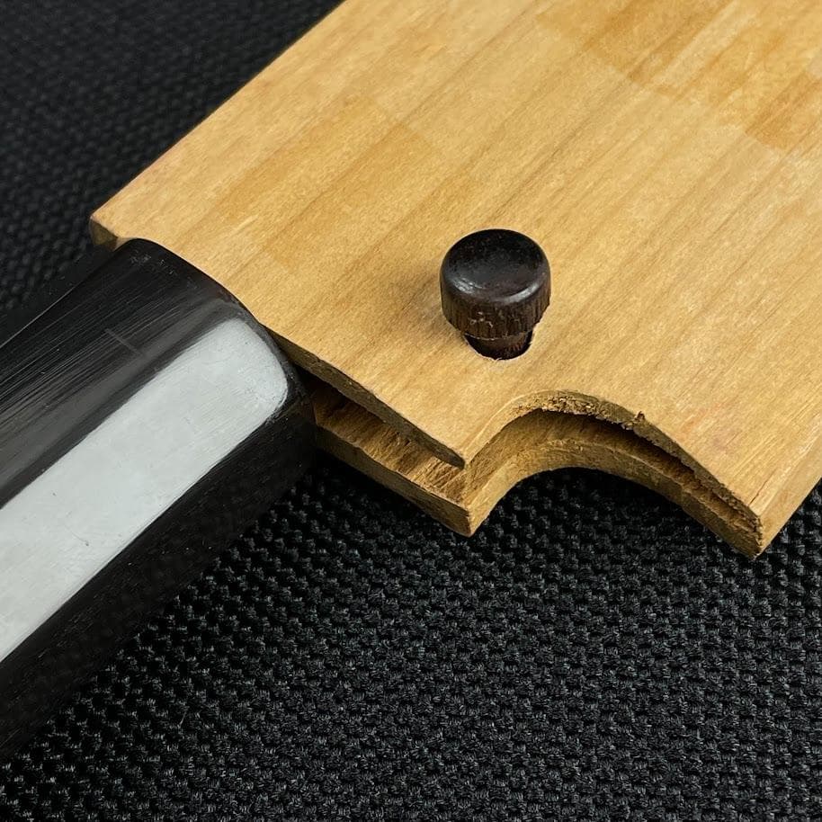 ほぼ未使用●丸越産業● 柳刃包丁 刺身包丁 本焼き 合金鋼 黒檀柄 白木鞘