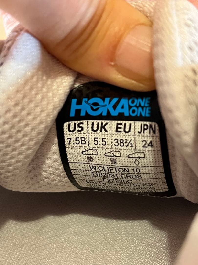 HOKA クリフトン10 グレー 24.0 レディース ランニングシューズ