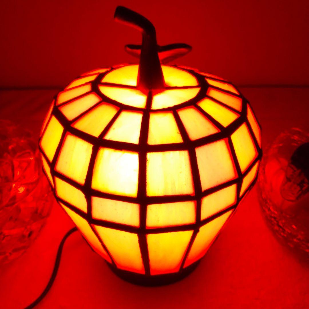 りんご4点セット　林檎のステンドグラスランプとAppleガラス小物