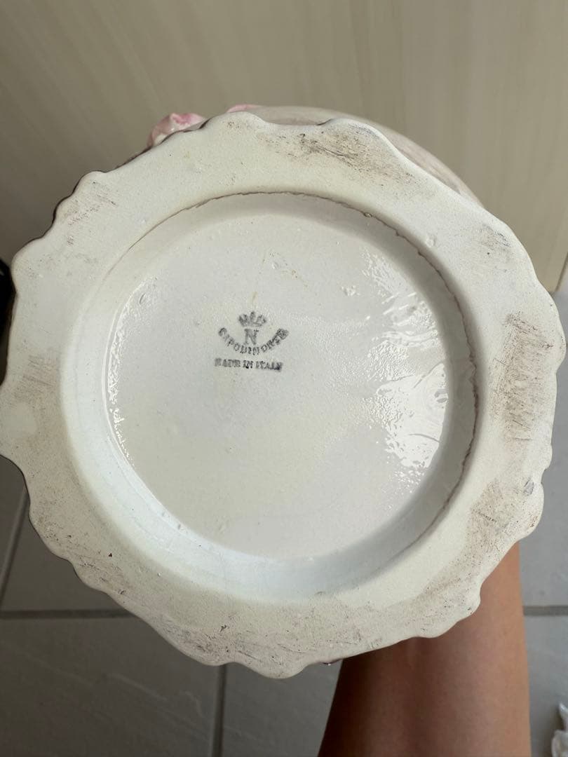 陶器製アートフラワー花瓶　カポディモンテ