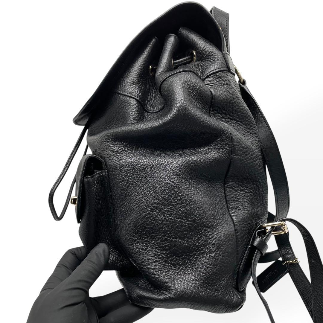極美品　COACH コーチ　リュック　バックパック　レザー　ブラック　シボ革