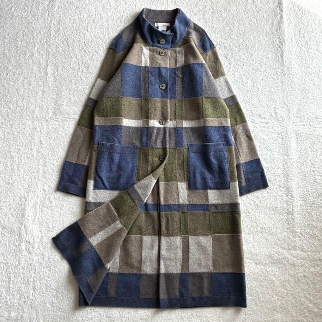 極美品 イイネス 佐藤繊維 ウールニットコート ロングコート ショップチャンネル