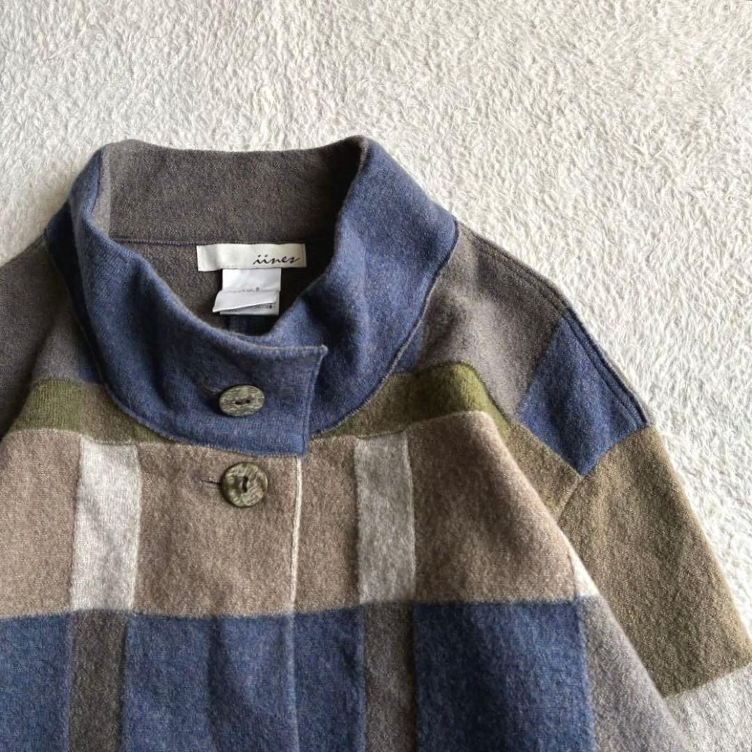 極美品 イイネス 佐藤繊維 ウールニットコート ロングコート ショップチャンネル