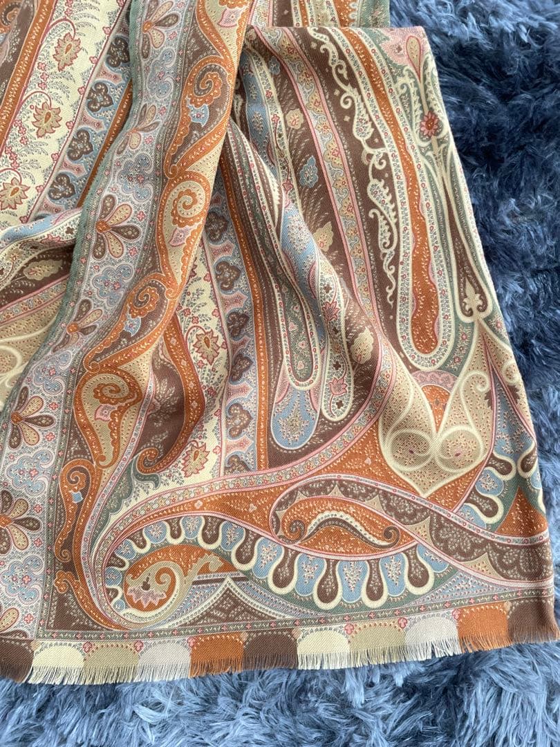 極美品✨ETRO エトロ 超大判ストール スカーフ ペイズリー シルク混 ロング