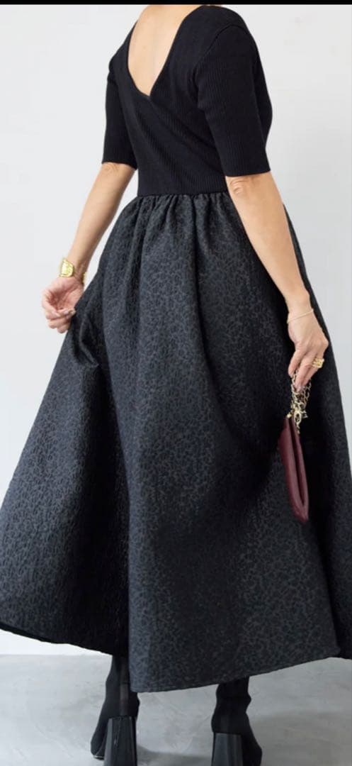 PLUS OTO.HA（REIKOコラボ）ジャガードドッキングワンピース