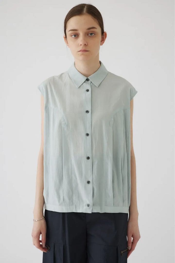 etretokyo エトレトウキョウ パネルギャザーシャツ green 新品未使