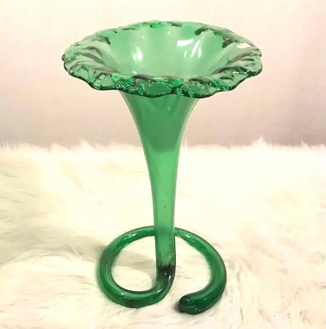 【 超希少品 】70's STIVER ITALY 大型 花瓶 クリスタル 緑