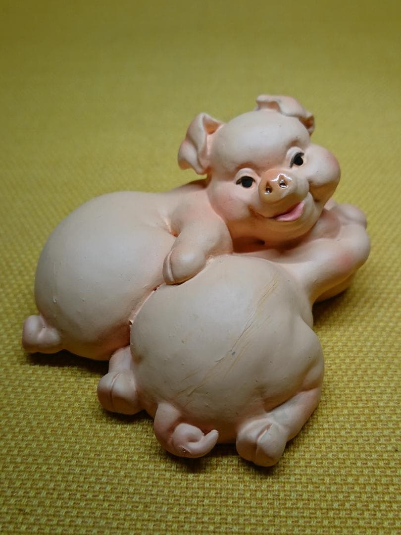 ブタ　豚　子豚　陶器　オブジェ　置物　インテリア　工芸品　美術品　A1710