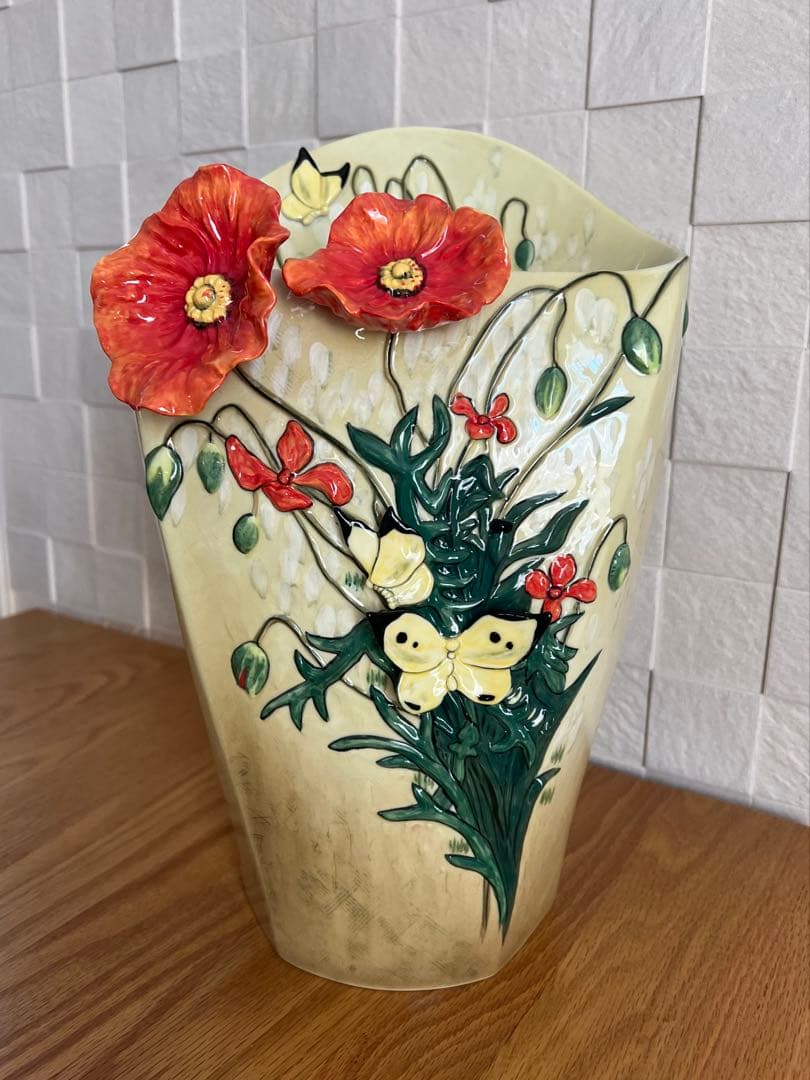 フランツコレクション ゴッホミュージアムコラボ　ポピーと蝶 花瓶 フラワーベース