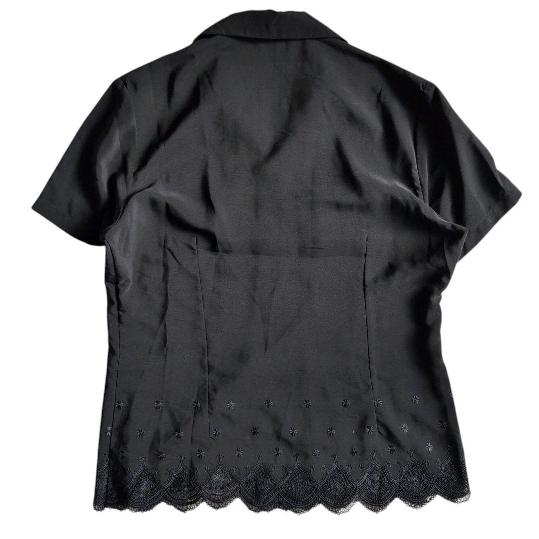 asdkcmコムデギャルソン 半袖シャツ ブラウス ブラック レース 刺繍