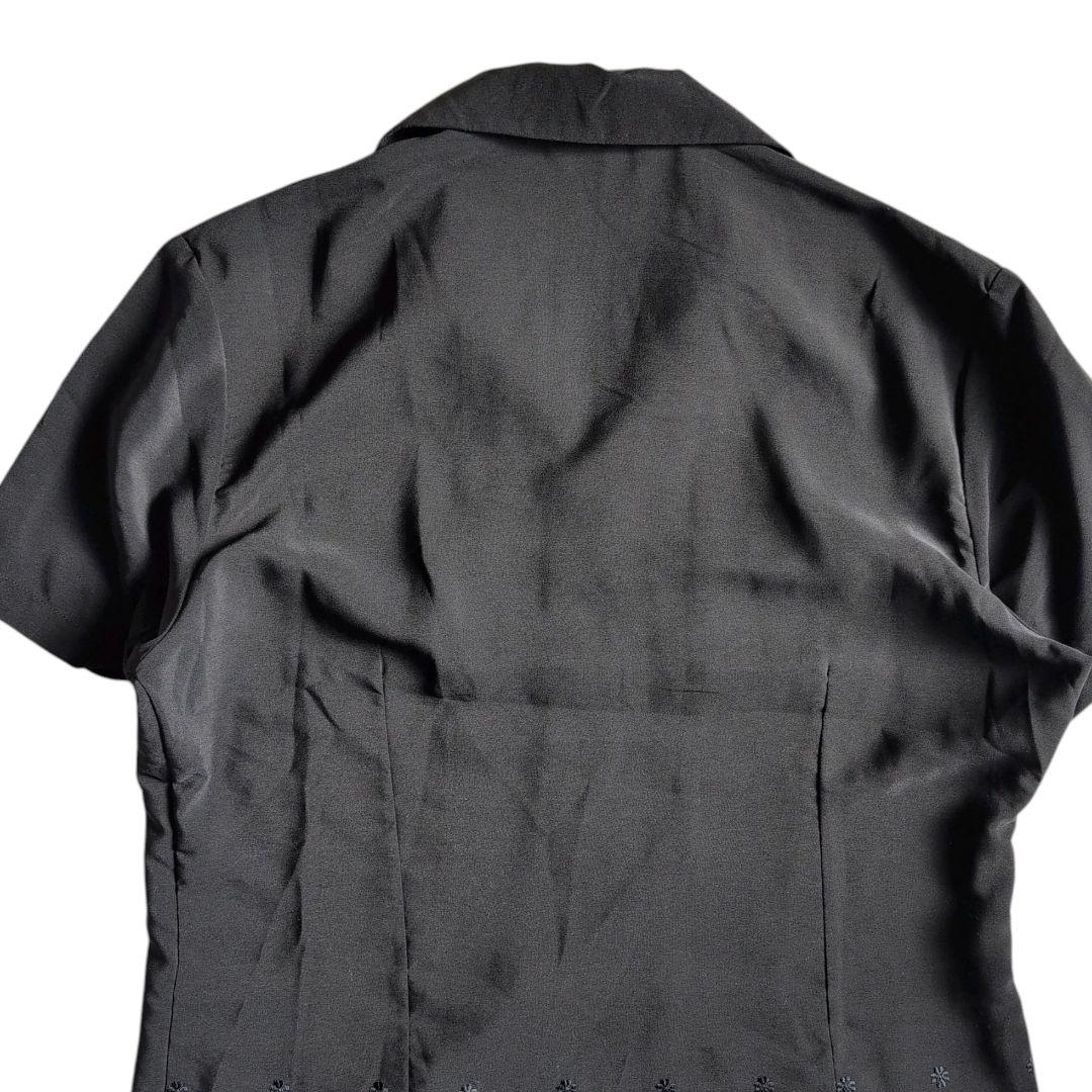 asdkcmコムデギャルソン 半袖シャツ ブラウス ブラック レース 刺繍