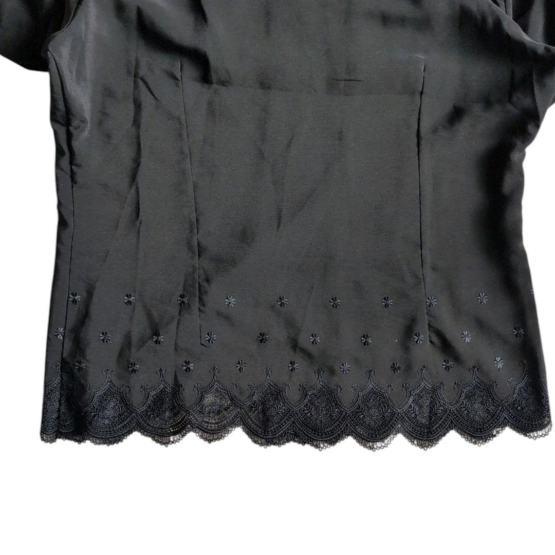 asdkcmコムデギャルソン 半袖シャツ ブラウス ブラック レース 刺繍