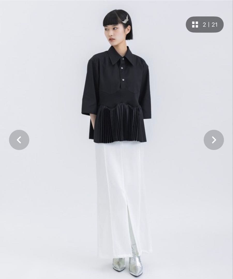 【超美品】TOGA PULLA Taffeta pleats shirt 36
