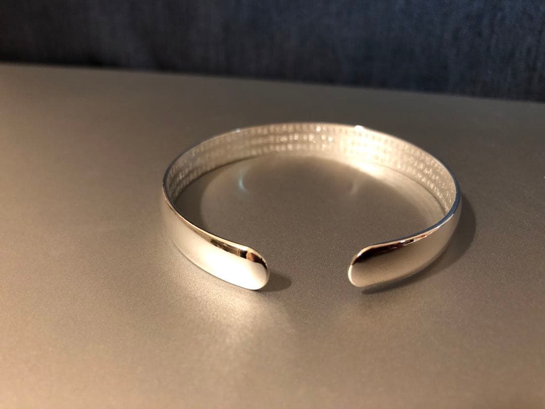 高純度'純銀(999刻印)ブレスレット＃「智慧」彫りの輪