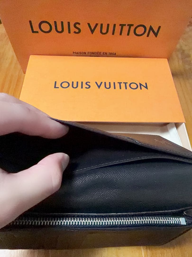 Louis Vuitton ブラック長財布 ICチップ 箱&保存袋付 フランス製