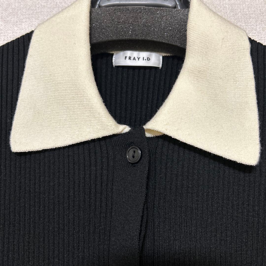 フレイアイディー　オープンポロカラーニットワンピース