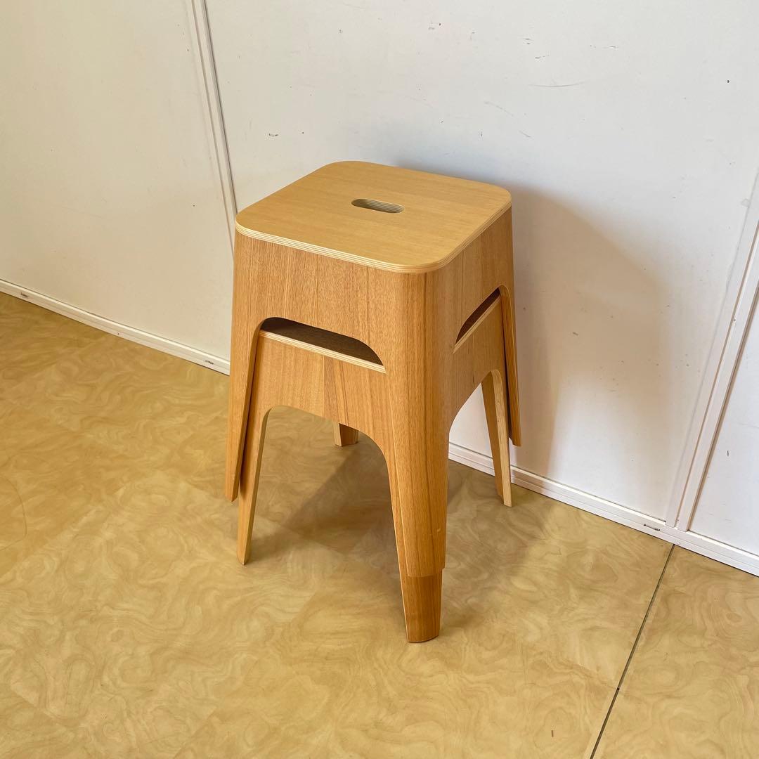 Francfranc スツール2脚 スタッキング椅子 チェア フランフラン 木製