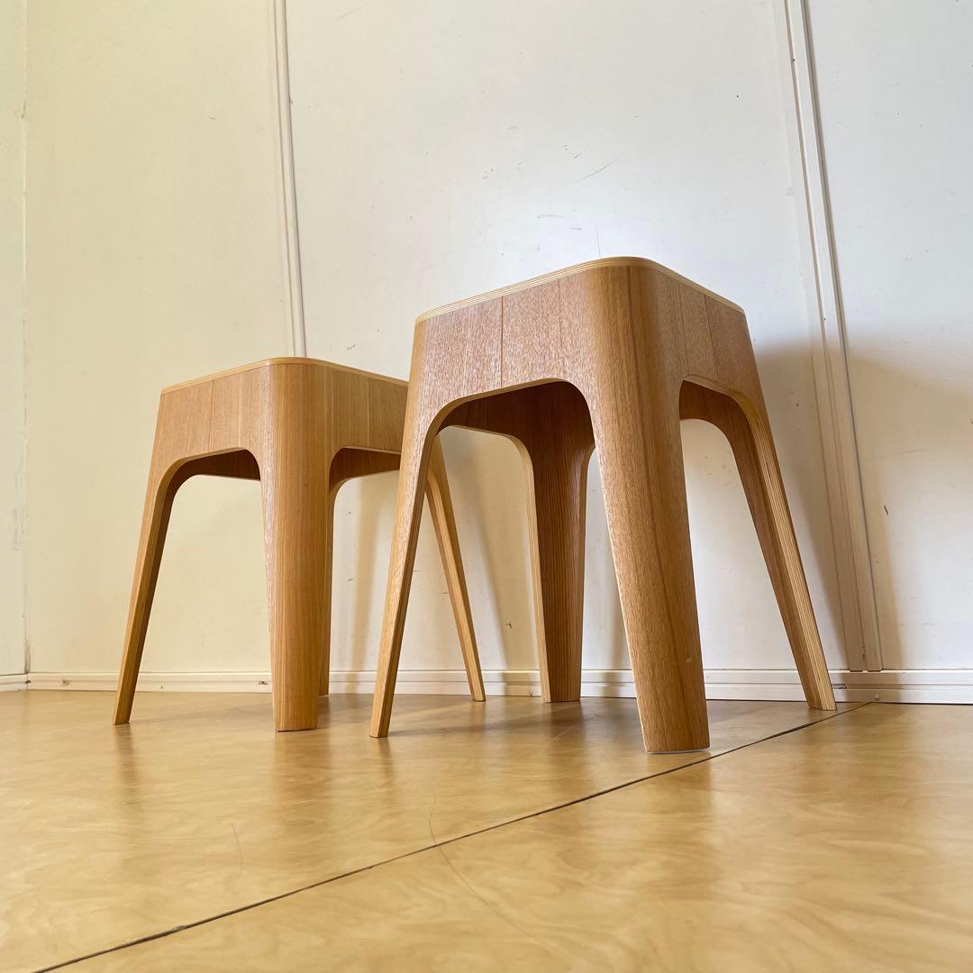 Francfranc スツール2脚 スタッキング椅子 チェア フランフラン 木製