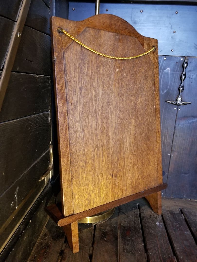 イギリス製　ヴィンテージ　オーク　オーバル　ウォール　ラック　ミラー