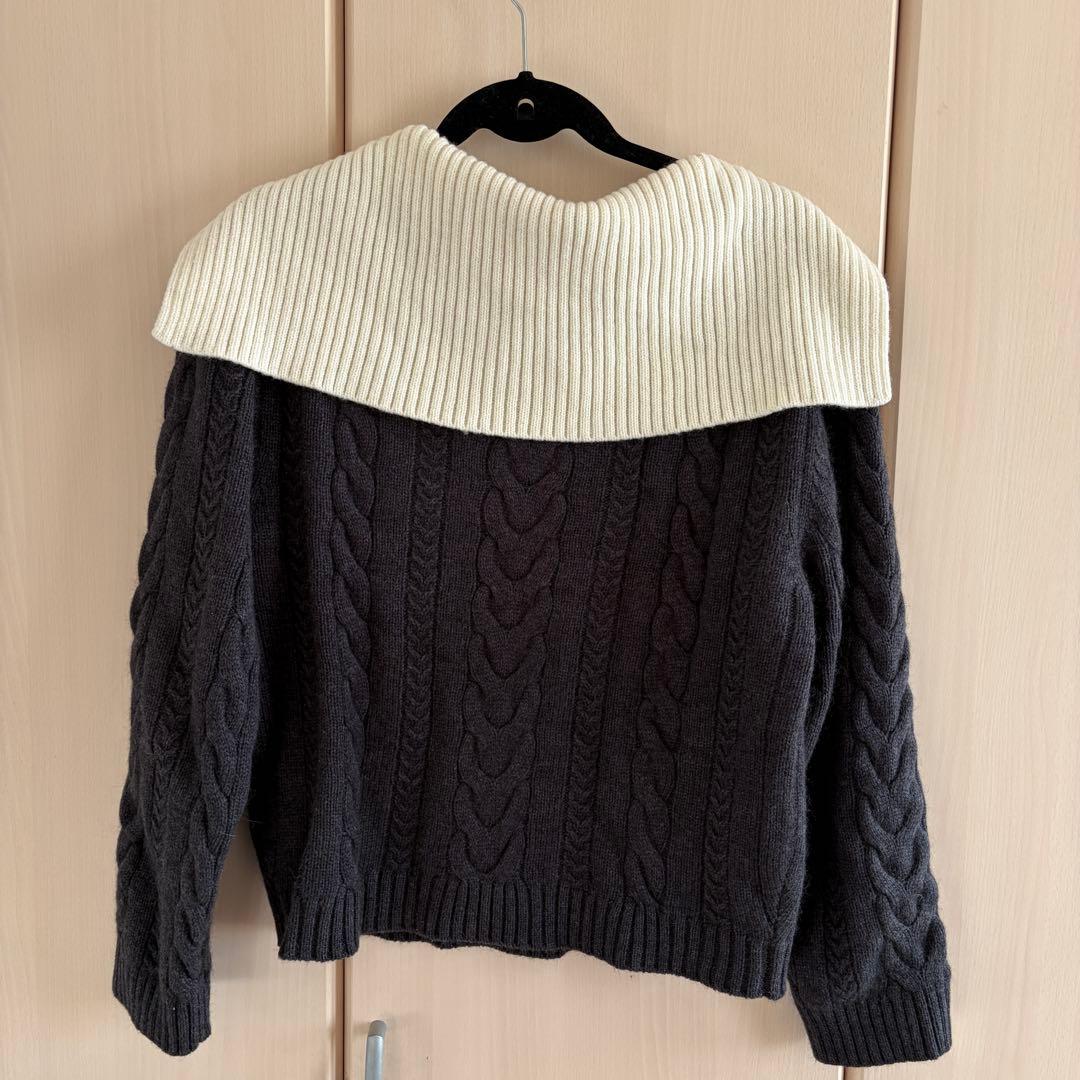 Herlipto Sailor-Collar Cable Knit グレー