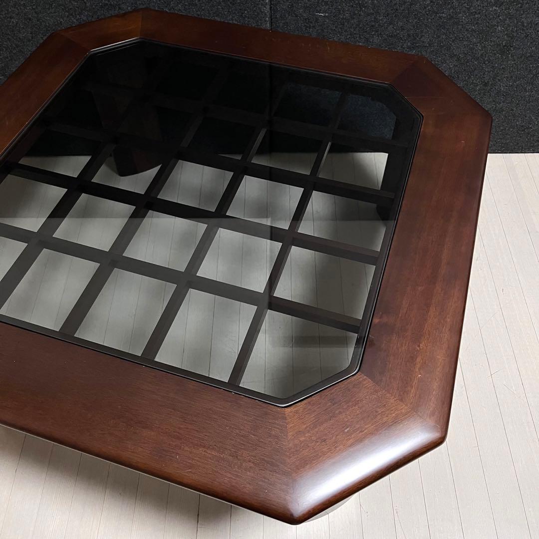 富士ファニチア　SAFU ガラステーブル　天然木　センターテーブル　アンティーク