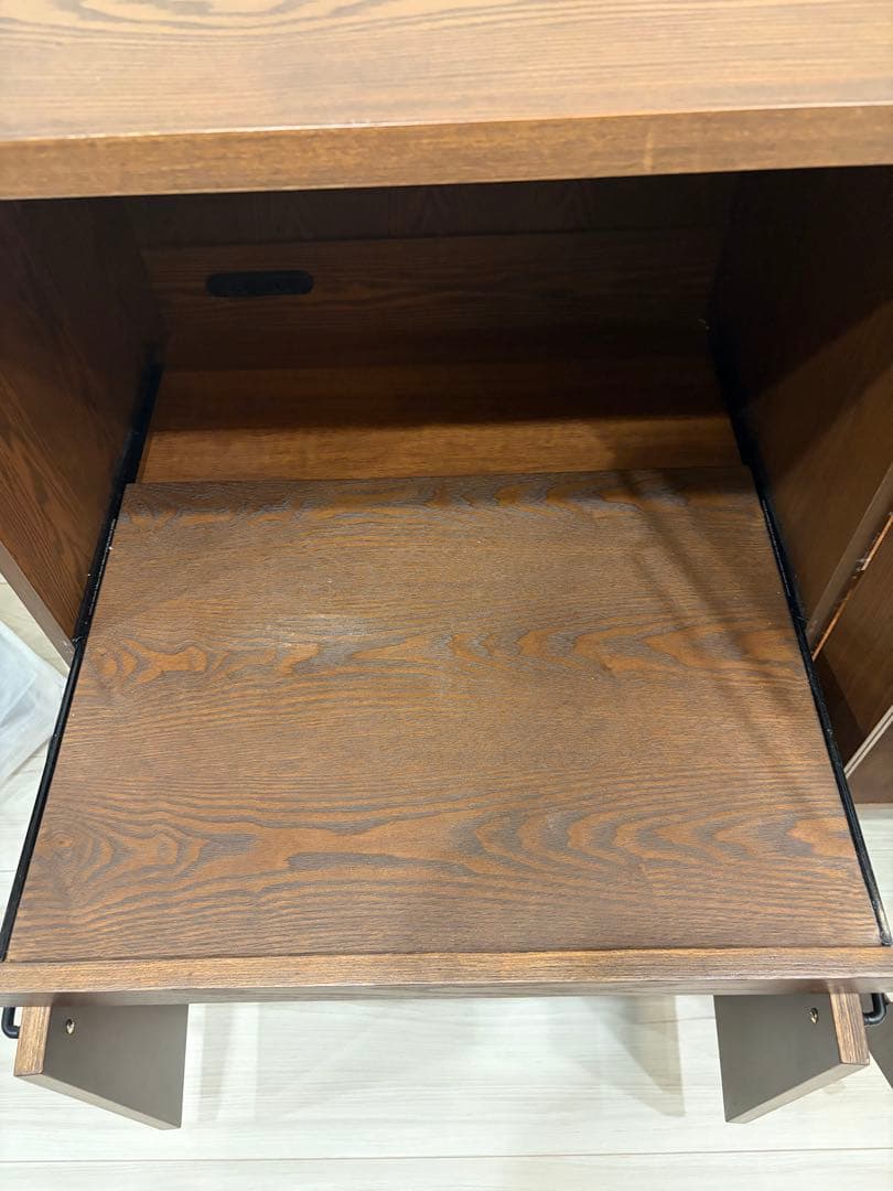 LOWYA 食器棚 レンジ台 コンセント付き ダークブラウン