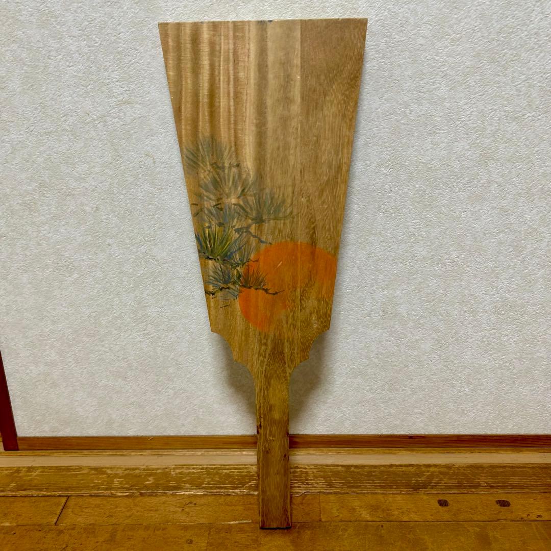 手描き 羽子板 おしどり 一点物 作家物 昭和レトロ 和風インテリア 約62cm