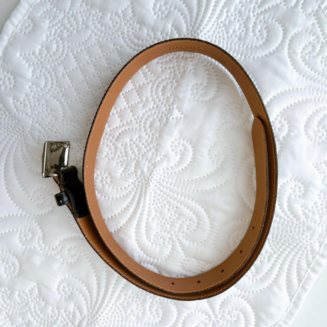 ノメさん専用 希少✨ラルフローレン ロゴ ベルト レザー アメリカ製 ブラック