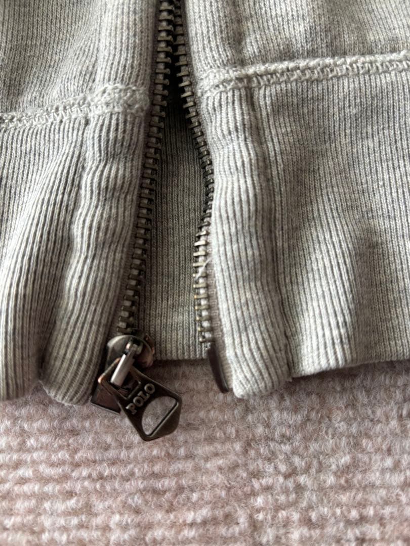 POLO ラルフローレン ジップパーカー グレー S 裏起毛 ロゴ刺繍
