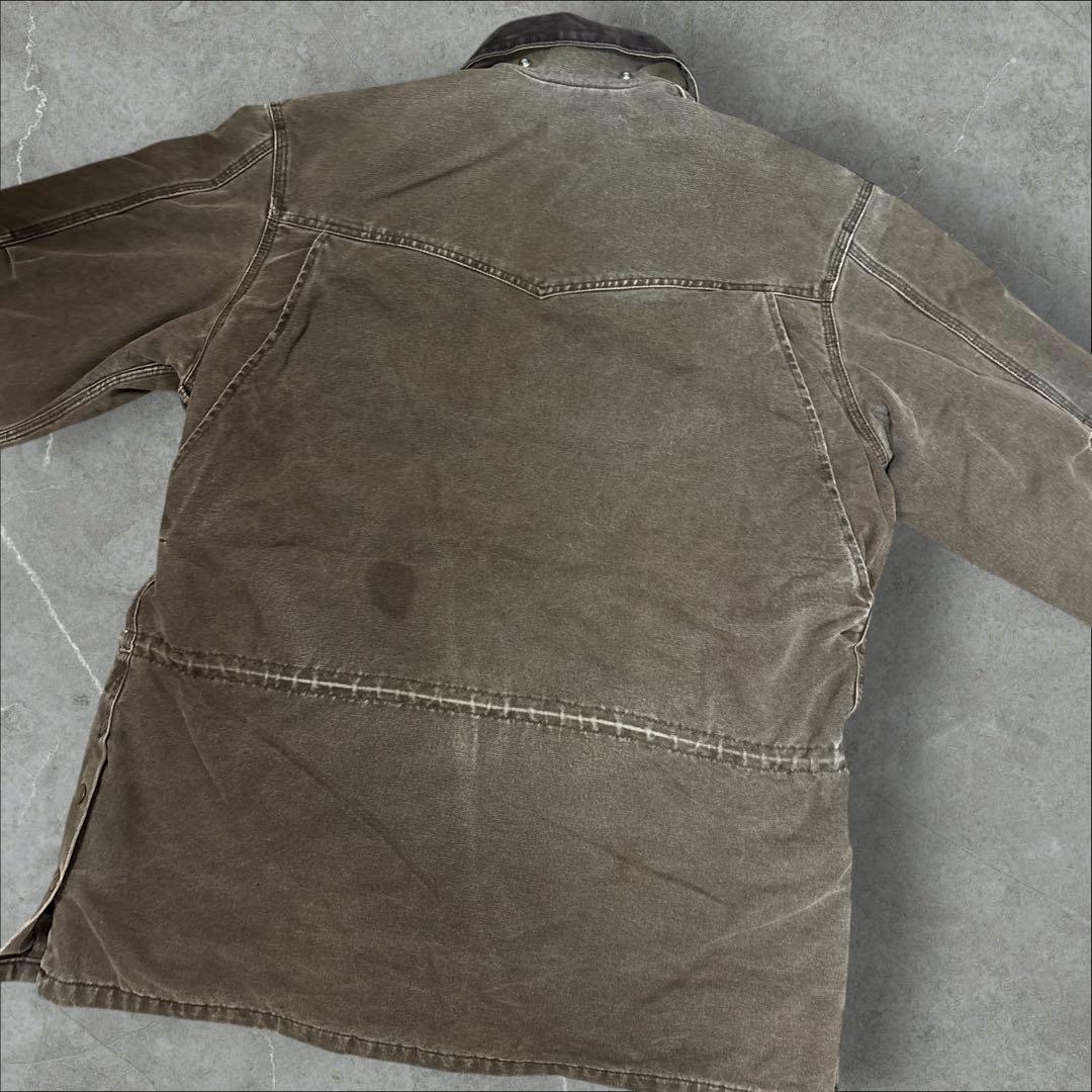 27]メキシコ製カーハート レザーロゴフルジップ ダック地ジャケットブルゾン古着