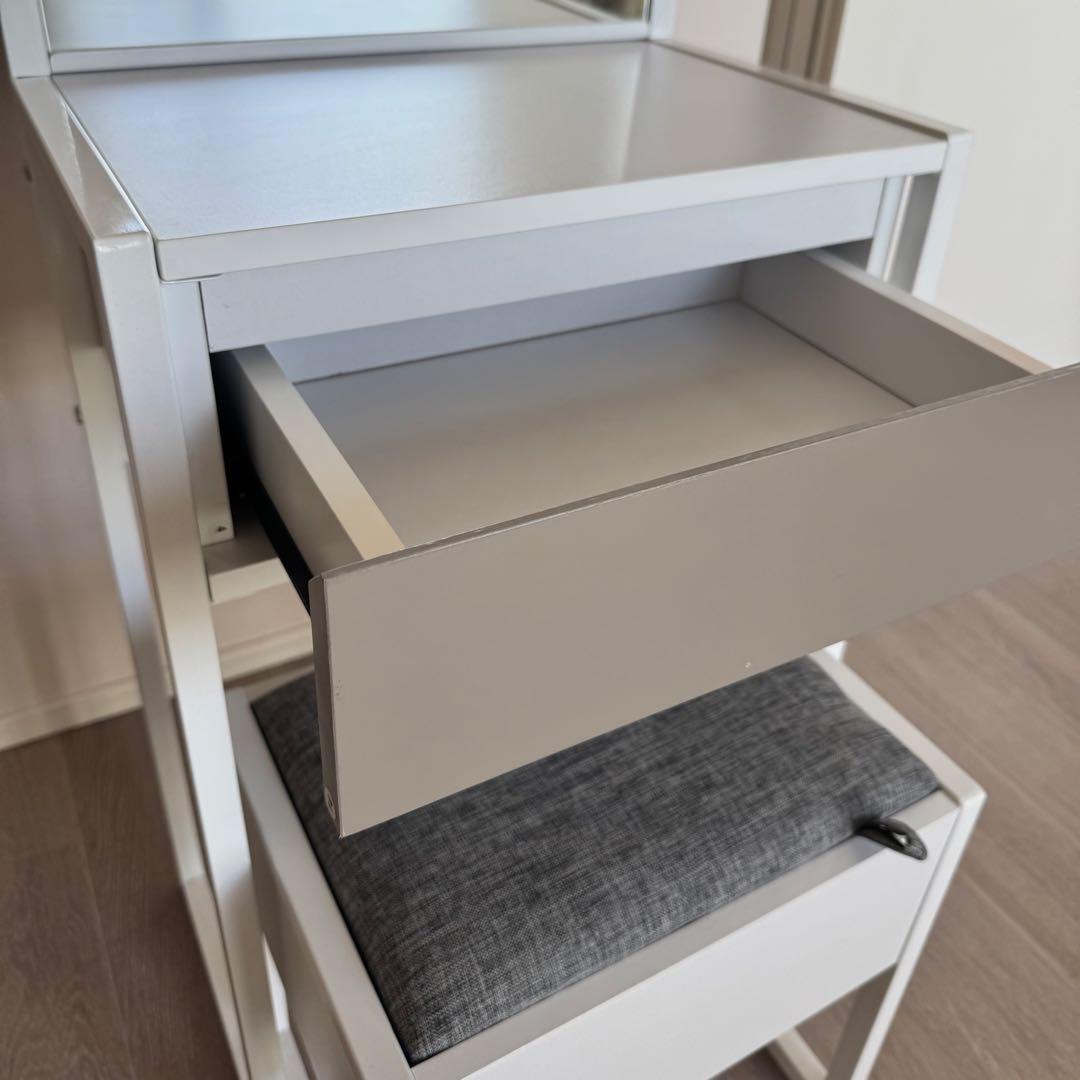 【引取限定】ドレッサー コンパクト 化粧台 鏡台 ミラー ホワイト/グレー