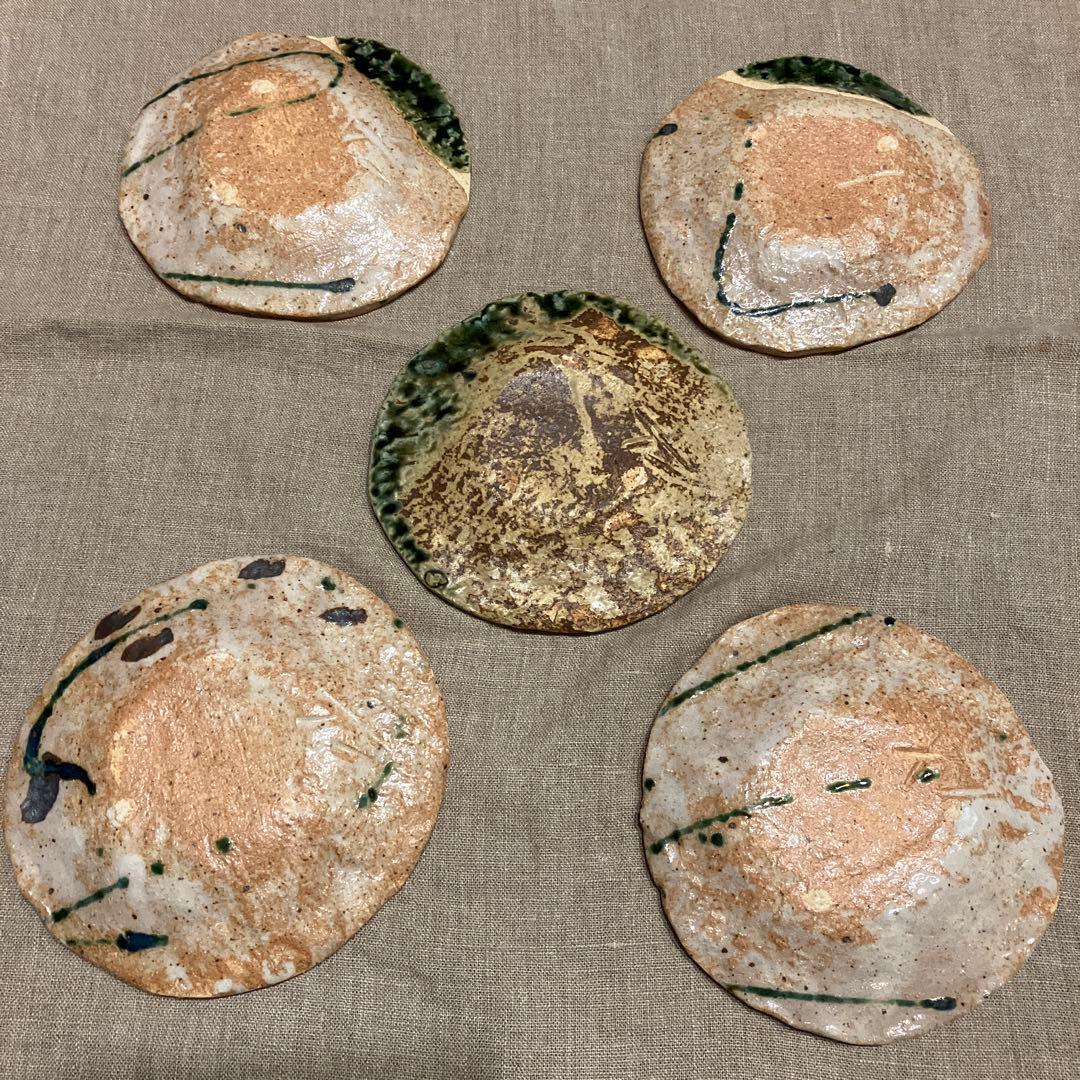 【未使用品】佐藤和次　皿　小皿　美濃焼　早蕨窯　織部焼　5枚　送料込み