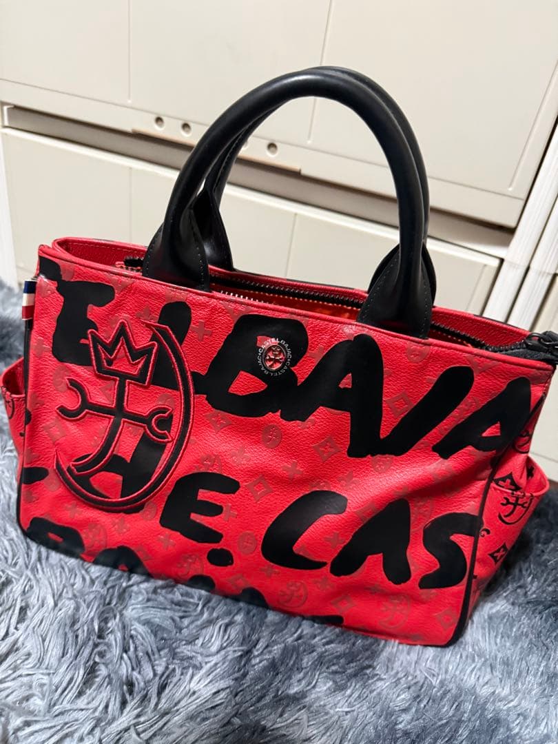 CASTELBAJAC本革 レッド ロゴ入り トートバッグ