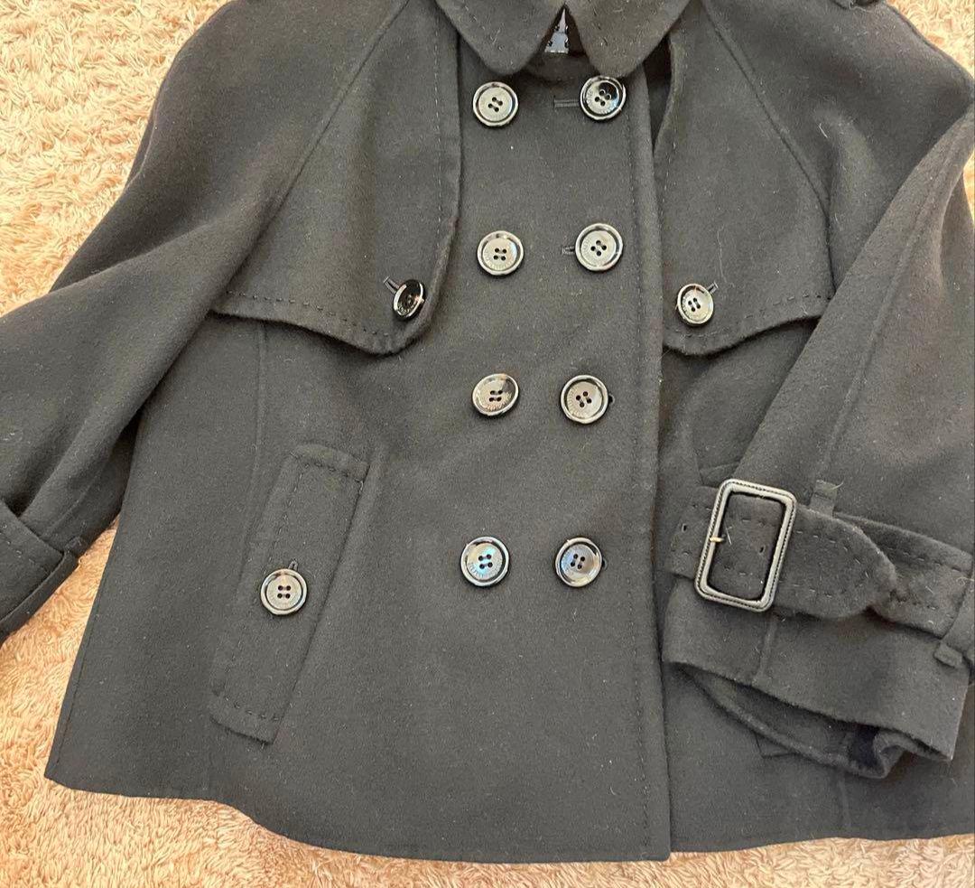 定価8万 2度着用 BURBERRY 黒 ダブルブレスト ショートコート 38