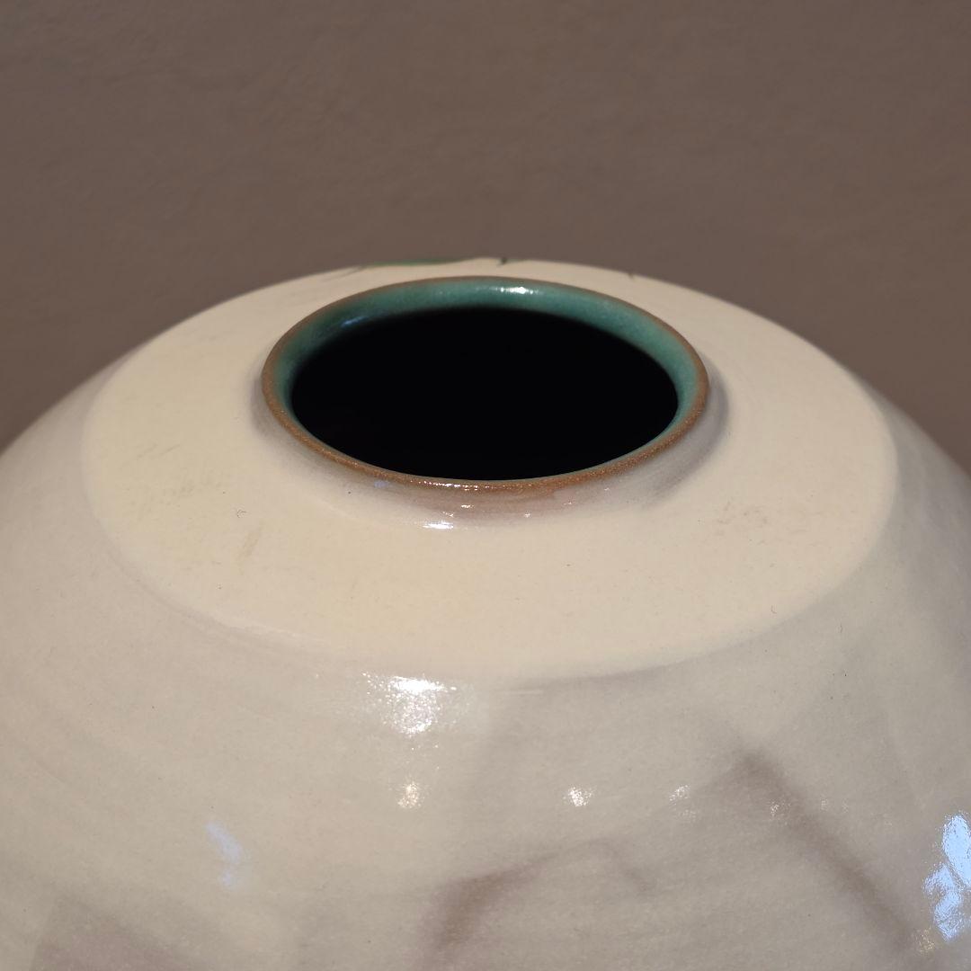 京焼 清水焼 陶あん 陶葊 牡丹 花瓶 高25cm 日本製 白掛牡丹 花器 花生