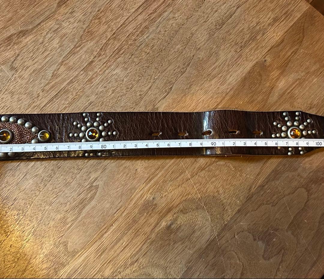 HTC スタッズベルト ブラウンベース 36inch バックル付