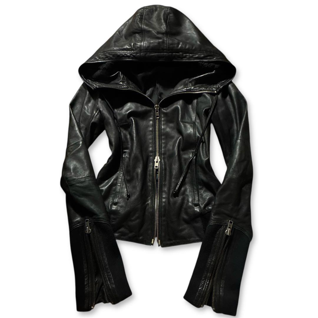 ジャケット・アウター archive leather hoodie y2k 00s ekam lgb