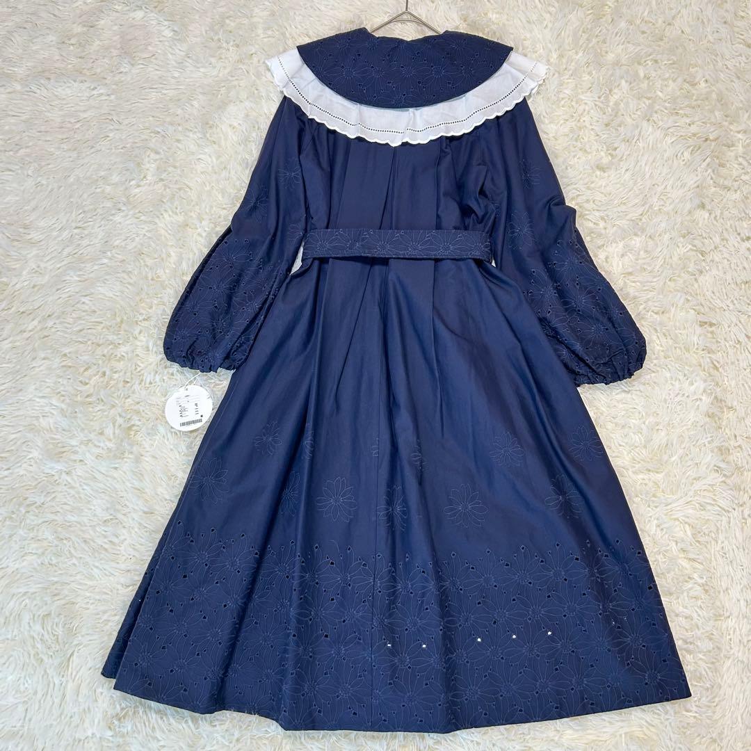 【新品タグ付】chestyビッグカラー刺繍コート ネイビー サイズ1