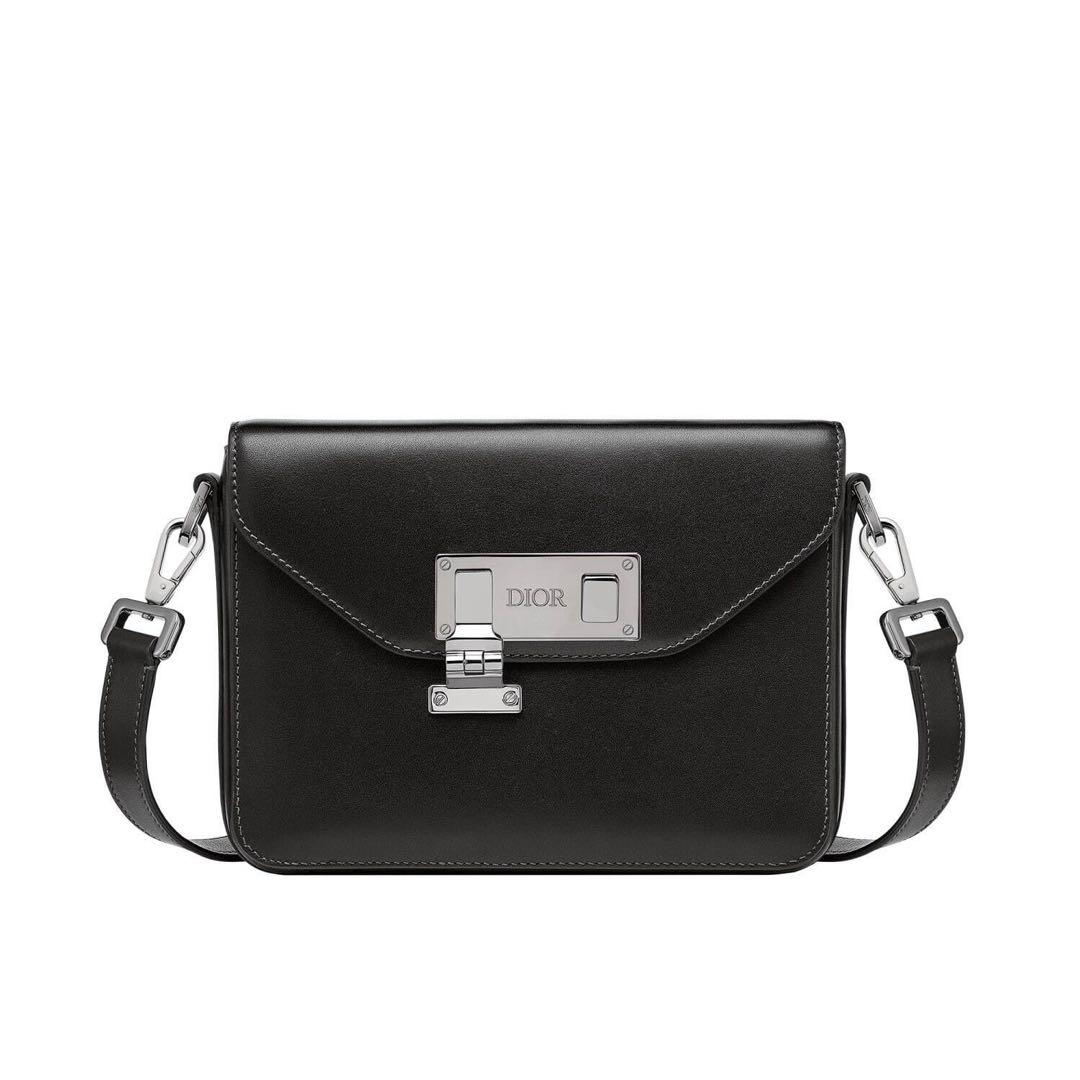 Dior ブラックレザー メッセンジャーバッグ