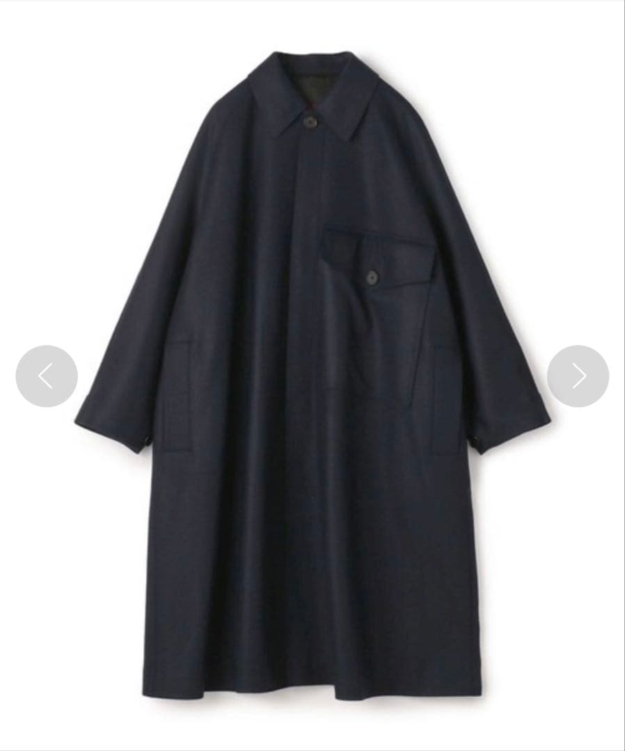 CABaN メルトンジャージー ビッグポケットステンカラーコート　ネイビー