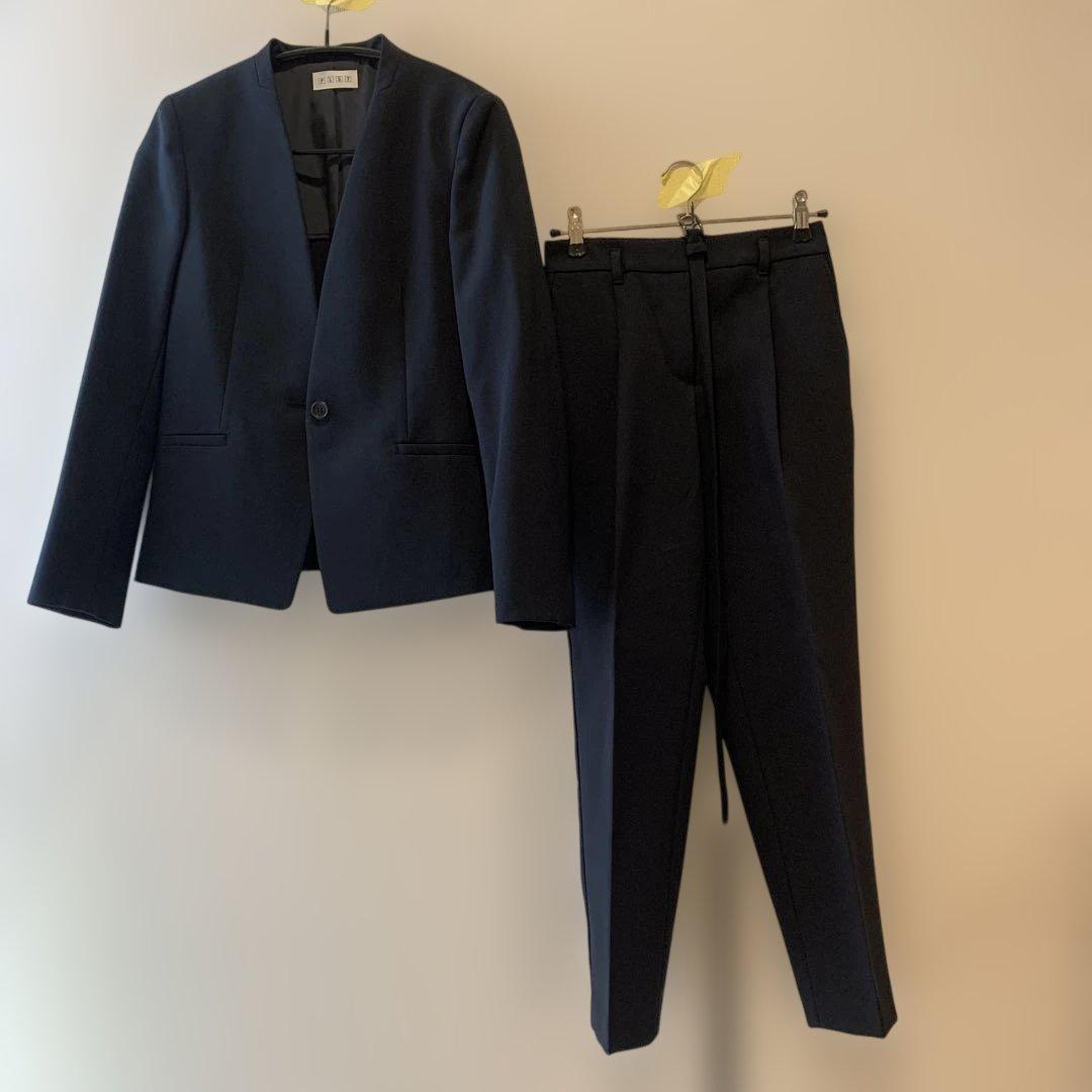 PLST プラステ　パンツスーツ　ジャケット＆パンツ　セットアップ　ネイビー