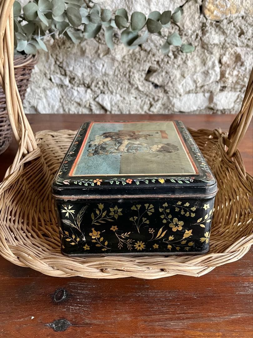 ◆フランス雑貨｜ティン缶セットブリキ缶お菓子箱ケースサビあり花柄キャンディー