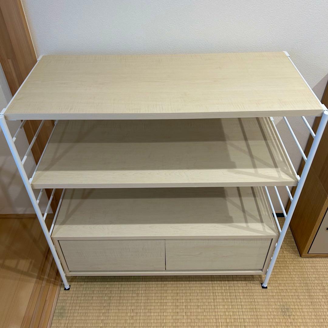 aina タスク tasku シェルフ 幅90 引き出し付き 白