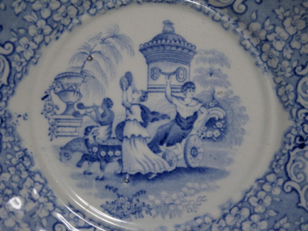 イギリスアンティーク ブルー＆ホワイト １９世紀半ば 約１９センチプレート