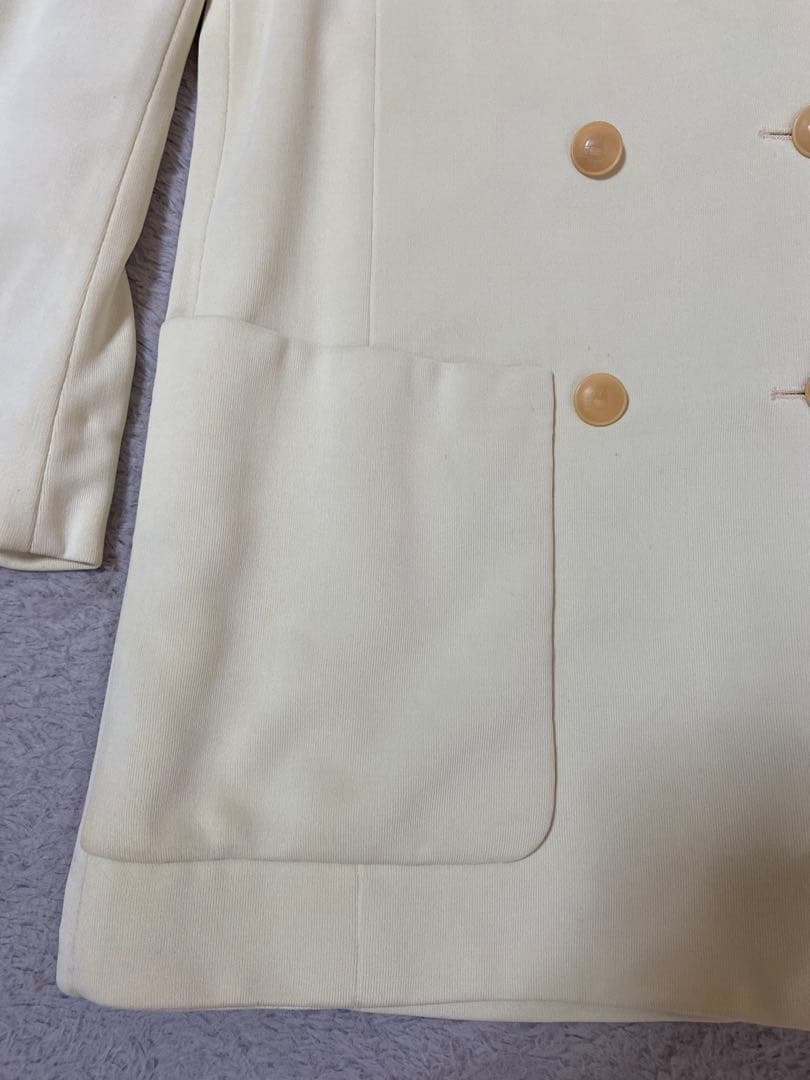 HERMES エルメス　クリーム色 ダブルブレストジャケット 36 中古