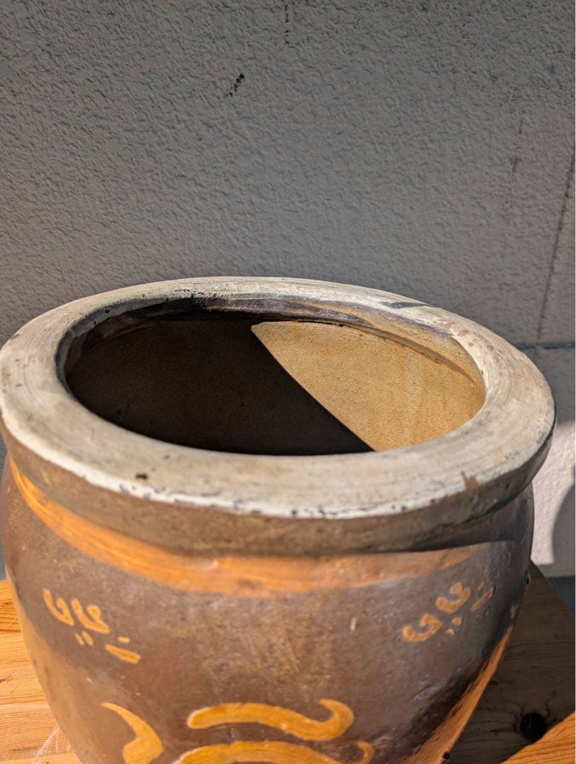 【昭和レトロ】大甕　大壺　陶器　ピータン壺　つぼ　甕　オブジェ　アンティーク