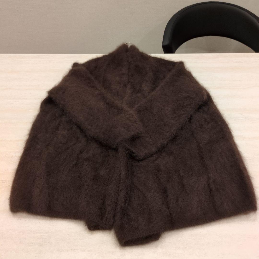 Nobleファーニットパフカーディガン　ブラウン