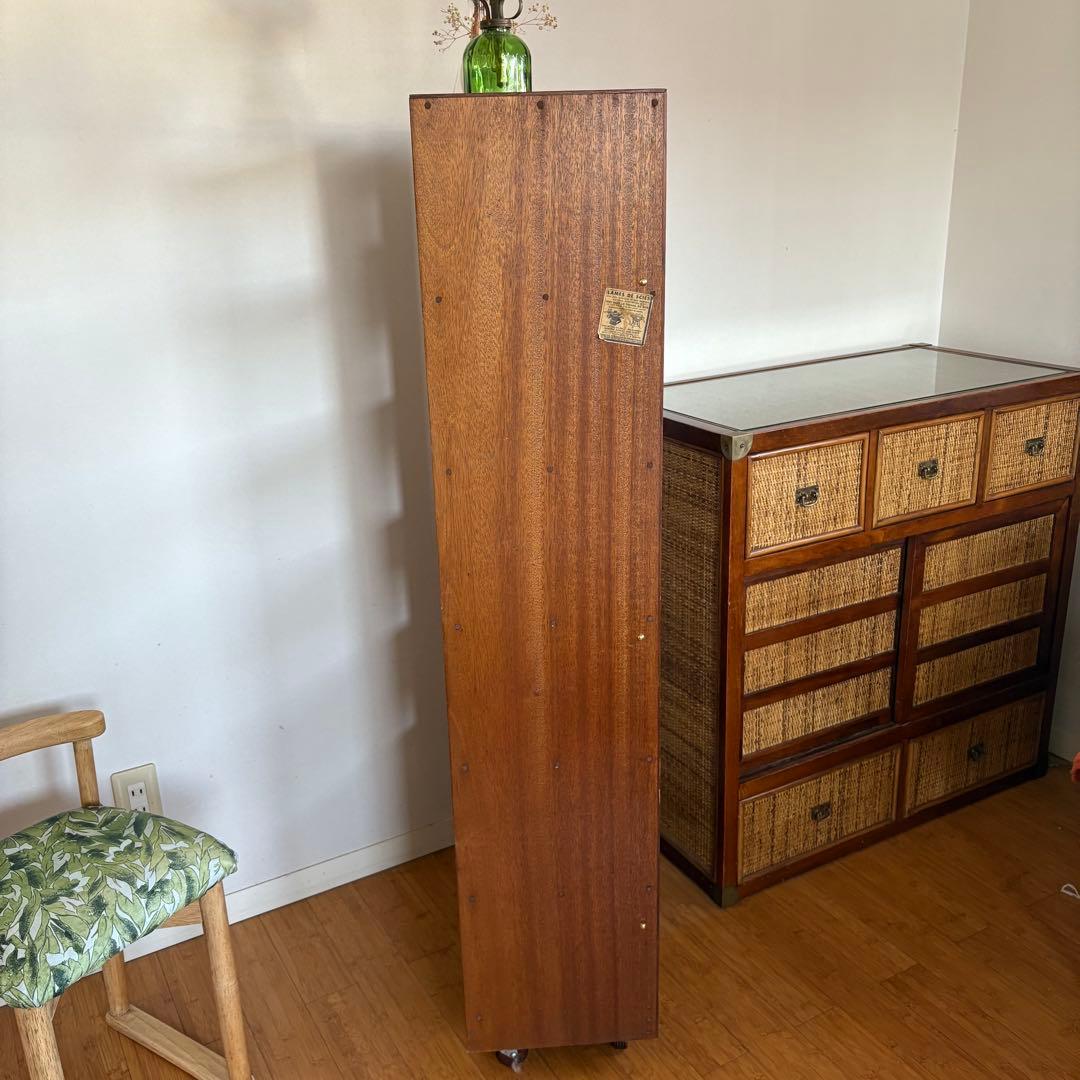 フランス製ビンテージ 木製シェルフ／真鍮鋲／木製キャスター【工具棚・総無垢材】