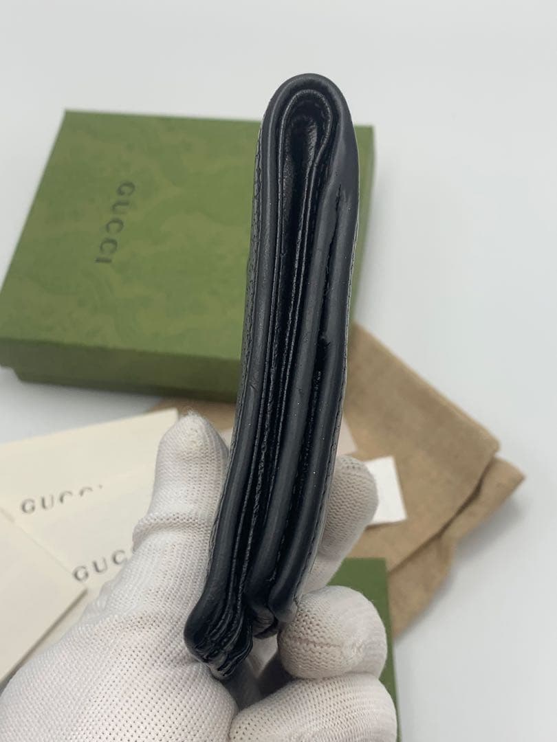 グッチ　二つ折り財布　小銭入れ　ケース　マーモント　ブラック P55